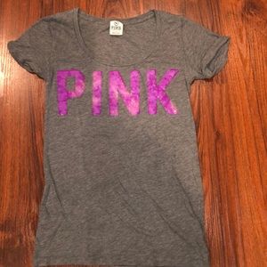 PINK gray sequins tee